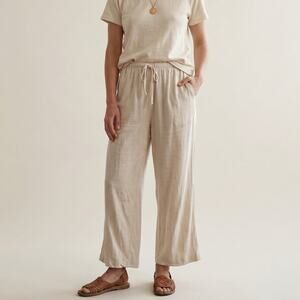 OZMA of California Raw Silk wide crop leg pant light beige size M